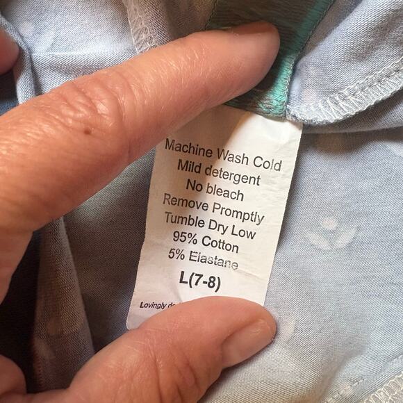 Serendipity Shrimp and Grits blue vintage floral long sleeve girls dress SIZE 7 - Picture 5 of 6